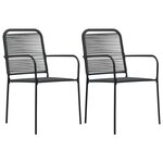 vidaXL Chaises de jardin lot de 2 Corde en coton et acier Noir