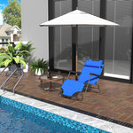 Chaise longue inclinable transat bain de soleil 2 en 1 pliant têtière amovible charge max. 136 Kg toile oxford facile d'entretien bleu