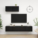 vidaXL Meubles TV 3 Pièces Noir Bois d'ingénierie