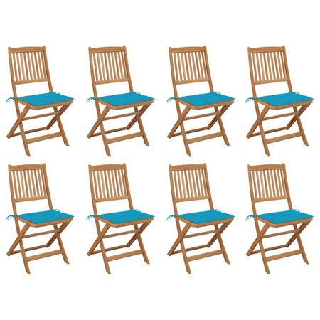 vidaXL Chaises pliables d'extérieur avec coussins 8 Pièces Bois d'acacia