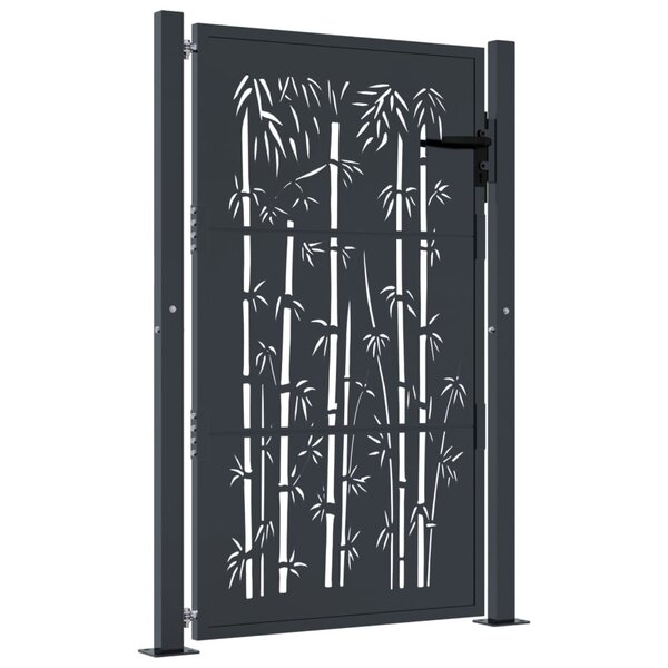 vidaXL Portail de jardin anthracite 105x130 cm acier design de bambou