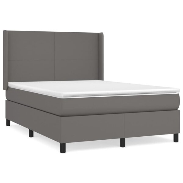 vidaXL Sommier à lattes de lit avec matelas Gris 140x200 cm Similicuir