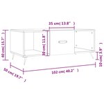 vidaXL Table basse gris béton 102x50x40 cm bois d'ingénierie