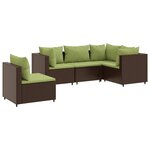 vidaXL Salon de jardin 5 Pièces avec coussins Marron Résine tressée