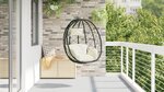 vidaXL Balançoire à œuf suspendue sans support Crème blanche Rattan poly