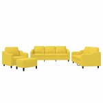 vidaXL Ensemble de canapés 4 Pièces avec coussins Jaune clair Tissu