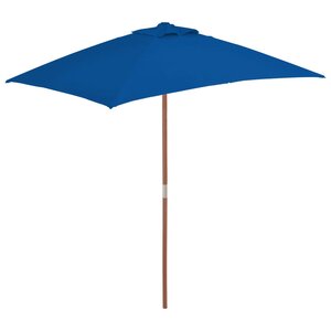 vidaXL Parasol d'extérieur avec mât en bois Bleu 150x200 cm