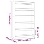 vidaXL Bibliothèque/Séparateur de pièce Gris béton 100x30x166 cm