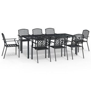vidaXL Ensemble à manger de jardin 9 Pièces anthracite acier