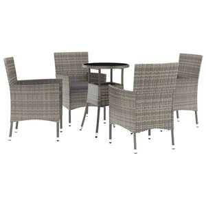 vidaXL Ensemble de bistro de jardin 5 Pièces coussins gris poly rotin