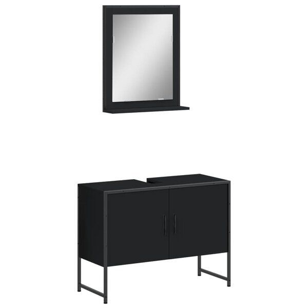vidaXL Ensemble d'armoires de salle de bain 2 Pièces noir bois ingénierie