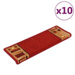 vidaXL Tapis d'escalier autoadhésifs 10 Pièces 65x21x4 cm Rouge