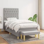 vidaXL Sommier à lattes de lit et matelas Gris clair 90x190 cm Tissu