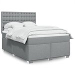 vidaXL Sommier à lattes de lit avec matelas Gris clair 140x200cm Tissu