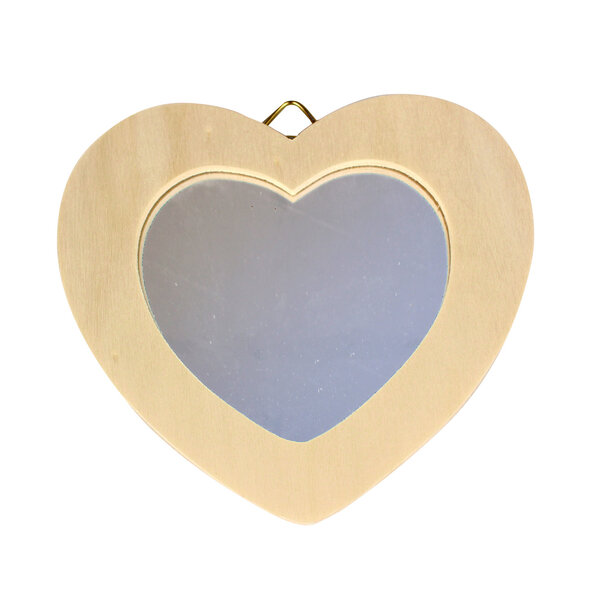 Miroir en bois coeur 12 x 10 cm intérieur 8 cm