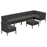 vidaXL Salon de jardin 8 Pièces avec coussins résine tressée noir