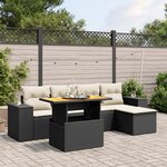 vidaXL Salon de jardin 6 Pièces avec coussins noir résine tressée