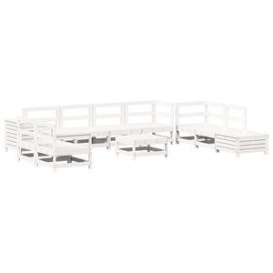vidaXL Salon de jardin 11 Pièces blanc bois massif de pin