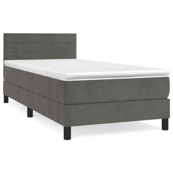 vidaXL Sommier à lattes de lit et matelas Gris foncé 90x190 cm Velours