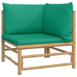 vidaXL Canapés d'angle de jardin avec coussins vert 2 Pièces bambou