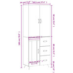 vidaXL Buffet haut Gris béton 69 5x34x180 cm Bois d'ingénierie