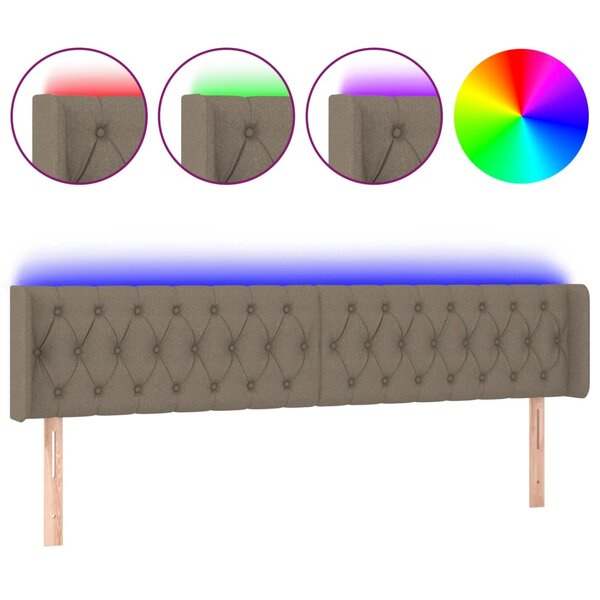 vidaXL Tête de lit à LED Taupe 203x16x78/88 cm Tissu