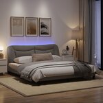 vidaXL Cadre de lit avec lumières LED taupe 180x200 cm tissu