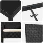vidaXL Ensemble de Salle à Manger de Jardin de 5 Pièces avec Coussins en Poly Rattan Noir