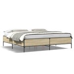 vidaXL Cadre de lit chêne sonoma 180x200 cm bois d'ingénierie et métal