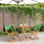 vidaXL Ensemble de bistro 3 Pièces motif de feuilles tissu et bois massif