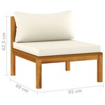 vidaXL Canapé de milieu sectionnel avec coussin blanc crème Acacia