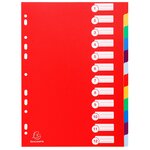 Intercalaires Polypropylène Opaque Semi Rigide 12 Positions - A4 - Couleurs Assorties - X 15 - Exacompta