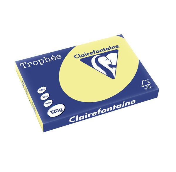 Ramette 250 Feuilles Papier 120g A3 420x297 mm Certifié FSC JONQUILLE TROPHÉE