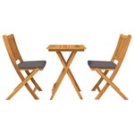 Ensemble bistro de jardin 3 pièces en bois massif d'acacia vidaXL