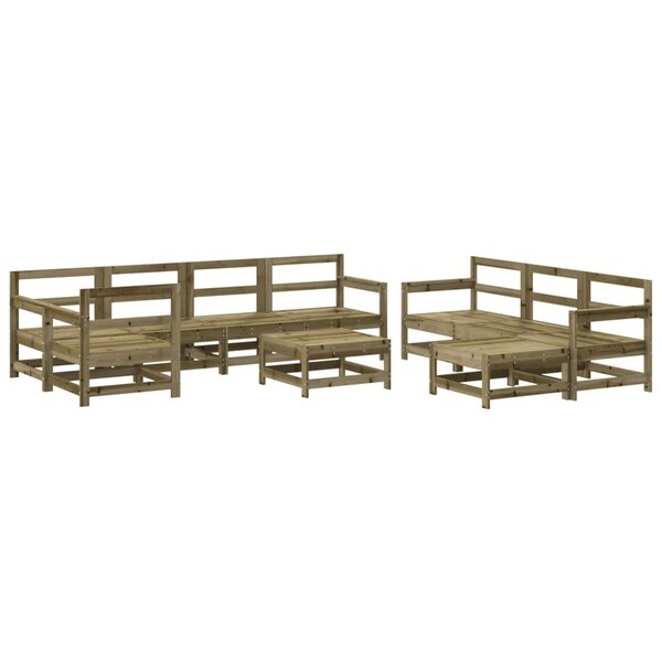 vidaXL Salon de jardin 10 Pièces bois de pin imprégné