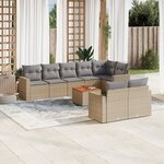 vidaXL Salon de jardin avec coussins 9 Pièces beige résine tressée