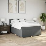 vidaXL Sommier à lattes de lit avec matelas Gris foncé 140x200cm Tissu
