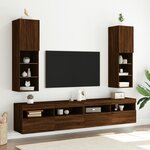 vidaXL Meubles TV avec lumières LED 2 Pièces chêne marron 30 5x30x102 cm