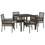 Ensemble de salle à manger de jardin vidaXL 5 pièces avec coussins en poly rattan marron