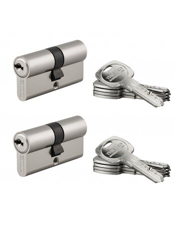 THIRARD - Lot de 2 cylindres de serrure double entrée Trafic 6  30x30mm  s'entrouvrant  nickel 5 clés/cylindre