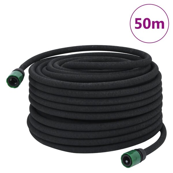 vidaXL Tuyau d'arrosage de jardin noir 0 6" 50 m caoutchouc