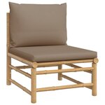 vidaXL Salon de jardin 7 Pièces avec coussins taupe bambou