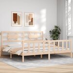vidaXL Cadre de lit avec tête de lit 200x200 cm bois massif