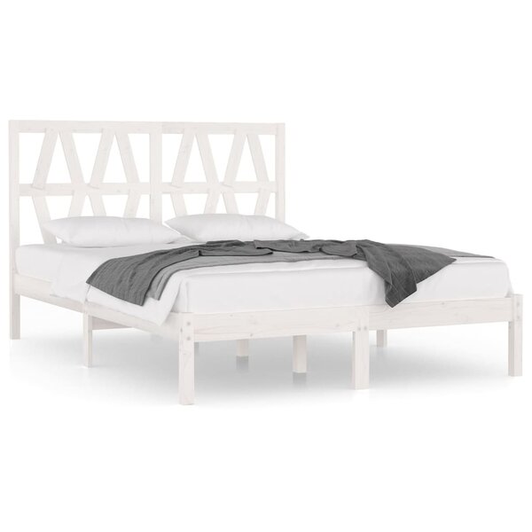 vidaXL Cadre de lit Blanc Bois de pin massif 150x200 cm Très grand