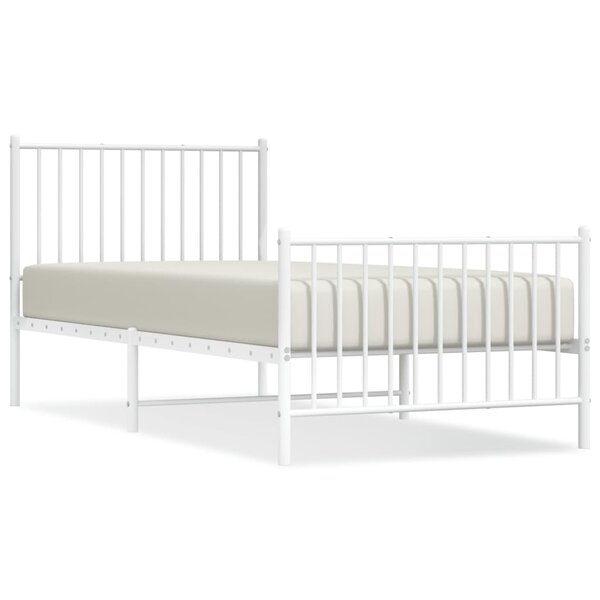 vidaXL Cadre de lit métal avec tête de lit/pied de lit blanc 90x200 cm