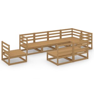 vidaXL Salon de jardin 8 Pièces marron miel bois de pin massif