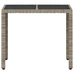 vidaXL Table de jardin avec dessus en verre gris clair résine tressée