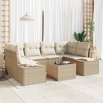 vidaXL Ensemble de canapé de jardin 7 pièces avec coussins beige poly rotin