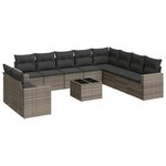 vidaXL Salon de jardin 11 Pièces avec coussins gris résine tressée