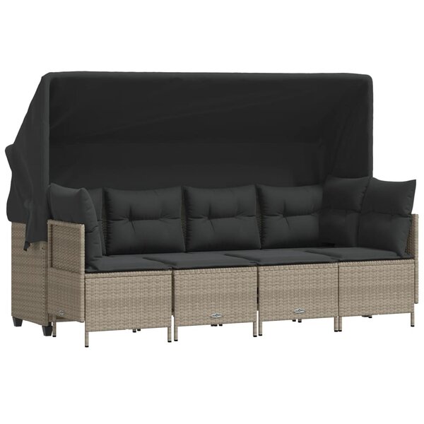 vidaXL Salon de jardin 5 Pièces avec coussins gris clair résine tressée